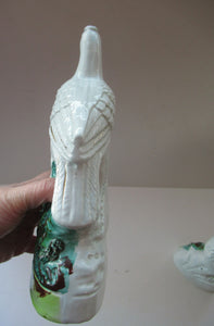 1870s Pair of White Bird Staffordshire Flatback Figurines Antique