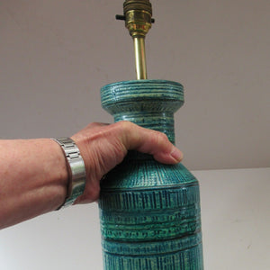 Large Vintage 1960s BITOSSI Table Lamp with More Unusual Sgraffito Striped Pattern