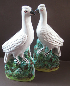 1870s Pair of White Bird Staffordshire Flatback Figurines Antique