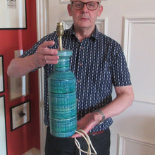 Load image into Gallery viewer, Large Vintage 1960s BITOSSI Table Lamp with More Unusual Sgraffito Striped Pattern
