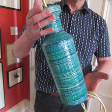 Load image into Gallery viewer, Large Vintage 1960s BITOSSI Table Lamp with More Unusual Sgraffito Striped Pattern
