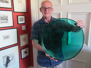 19 inches. Massive 1950s Hadeland Glass Platter Greenland Series
