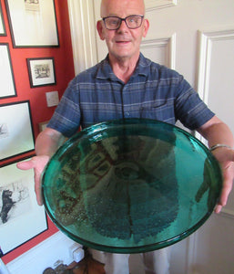 19 inches. Massive 1950s Hadeland Glass Platter Greenland Series