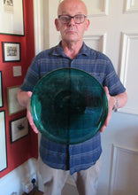 Load image into Gallery viewer, 1950s Norwegian Glass Large Hadeland Greenland Series Shallow Bowl 13 1/4 inches
