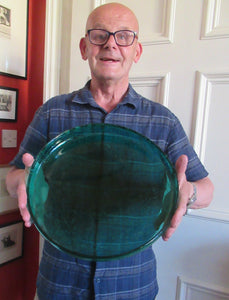 1950s Norwegian Glass Large Hadeland Greenland Series Shallow Bowl 13 1/4 inches