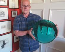 Load image into Gallery viewer, 1950s Norwegian Glass Large Hadeland Greenland Series Shallow Bowl 13 1/4 inches
