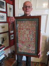 Load image into Gallery viewer, ANTIQUE Embroidered Sampler. Genuine GEORGIAN Textile. With date 1812. Alphabet &amp; Birds Motifs
