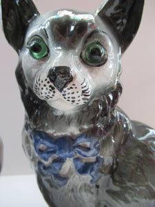 Antique Scottish Pottery Bo'ness Pottery Cats PAIR