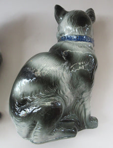 Antique Scottish Pottery Bo'ness Pottery Cats PAIR