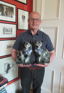 Antique Scottish Pottery Bo'ness Pottery Cats PAIR