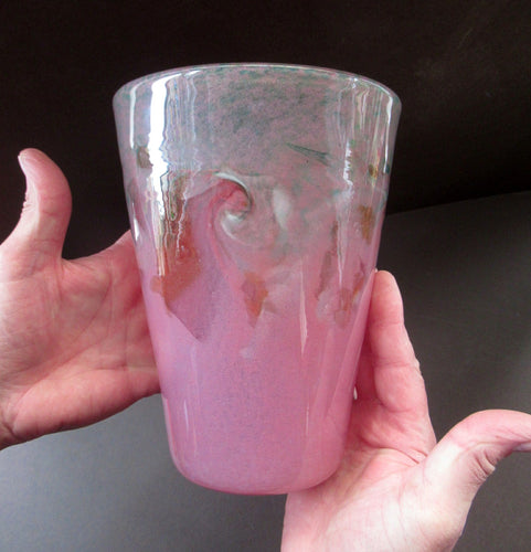 1950s Scottish Vasart Glass Bucket Vase 