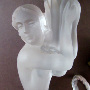 1930s Walther & Sohne German Art Deco Frosted Glass Nude Table Lamp