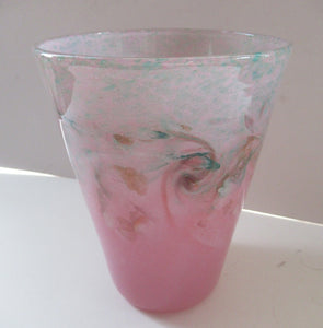 1950s Scottish Vasart Glass Bucket Vase 