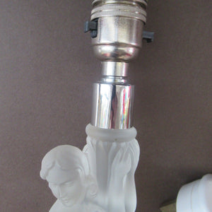 1930s Walther & Sohne German Art Deco Frosted Glass Nude Table Lamp