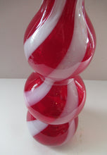 Load image into Gallery viewer, Fabulous Space Age Alrose / Empoli Italian Glass Genie Bottle Vase. Red and White Candy Stripes
