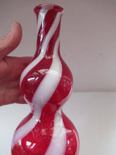 Load image into Gallery viewer, Fabulous Space Age Alrose / Empoli Italian Glass Genie Bottle Vase. Red and White Candy Stripes
