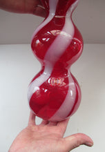Load image into Gallery viewer, Fabulous Space Age Alrose / Empoli Italian Glass Genie Bottle Vase. Red and White Candy Stripes
