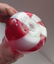 Load image into Gallery viewer, Fabulous Space Age Alrose / Empoli Italian Glass Genie Bottle Vase. Red and White Candy Stripes
