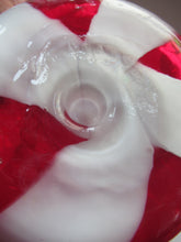 Load image into Gallery viewer, Fabulous Space Age Alrose / Empoli Italian Glass Genie Bottle Vase. Red and White Candy Stripes
