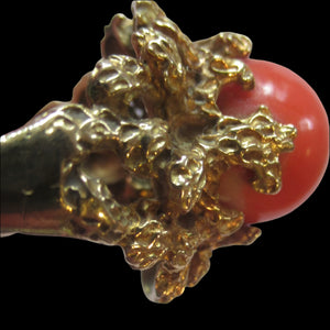 1960s 18ct Gold & Natural Coral Cocktail Ring UK Size P