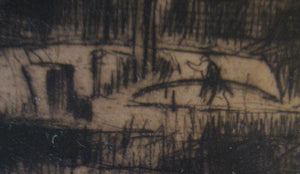 Frank Brangwyn Drypoint Etching. Towing a Ship. Pencil Signed