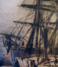 Load image into Gallery viewer, Frank Brangwyn Drypoint Etching. Towing a Ship. Pencil Signed
