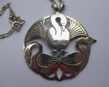 Load image into Gallery viewer, Vintage Shetland Silver Three Nornes Swans Pendant
