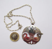 Load image into Gallery viewer, Vintage Shetland Silver Three Nornes Swans Pendant

