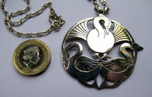 Load image into Gallery viewer, Vintage Shetland Silver Three Nornes Swans Pendant
