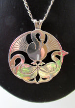Load image into Gallery viewer, Vintage Shetland Silver Three Nornes Swans Pendant
