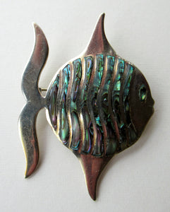 Mexican Silver Fish Brooch