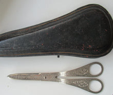 Load image into Gallery viewer,  Victorian SOLID SILVER Grape Scissors  in Fitted Leather Case
