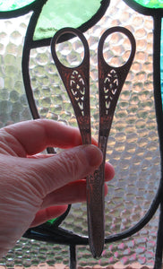  Victorian SOLID SILVER Grape Scissors  in Fitted Leather Case