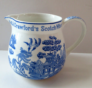 Vintage Crawfords Liqueur Scotch Whisky Jug with Willow Pattern