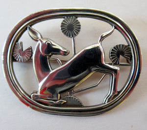 Vintage Georg Jensen Silver Kneeling Deer Brooch Arno Malinowski