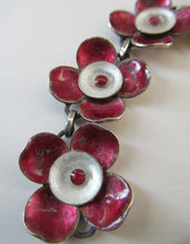 Load image into Gallery viewer,  Silver and Dark Pink Enamel Braceklet by Bernard Instone
