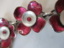 Load image into Gallery viewer,  Silver and Dark Pink Enamel Braceklet by Bernard Instone
