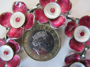  Silver and Dark Pink Enamel Braceklet by Bernard Instone