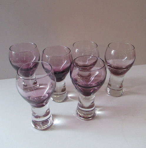 Six Purple or Heather Coloured Canisbay Glasses