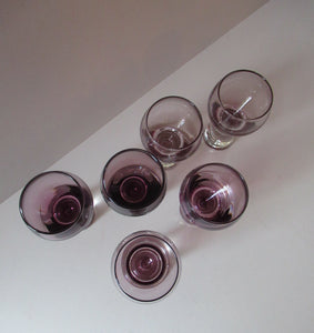 Six Purple or Heather Coloured Canisbay Glasses