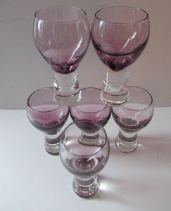 Six Purple or Heather Coloured Canisbay Glasses