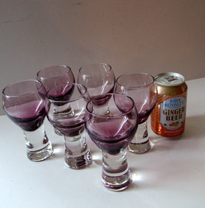 Six Purple or Heather Coloured Canisbay Glasses