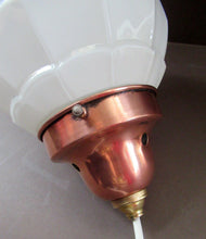Load image into Gallery viewer, 1930s Art Deco White Glass Pendant Hanging LIght Shade with Copper Fittings
