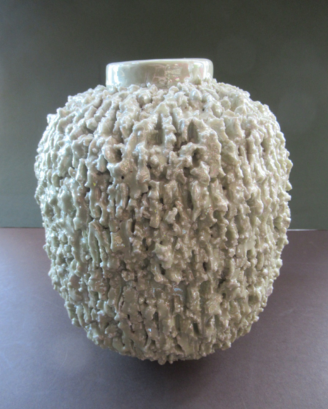 1930s Gunnar Nylund for Rostrand Chamotte (Hedgehog) Vase. White