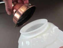 Load image into Gallery viewer, 1930s Art Deco White Glass Pendant Hanging LIght Shade with Copper Fittings
