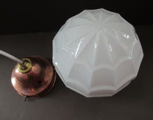 Load image into Gallery viewer, 1930s Art Deco White Glass Pendant Hanging LIght Shade with Copper Fittings
