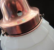 Load image into Gallery viewer, 1930s Art Deco White Glass Pendant Hanging LIght Shade with Copper Fittings
