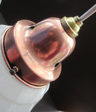 Load image into Gallery viewer, 1930s Art Deco White Glass Pendant Hanging LIght Shade with Copper Fittings
