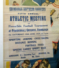 Load image into Gallery viewer, 1920s Edinburgh Southern Harriers Original Poster
