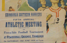 Load image into Gallery viewer, 1920s Edinburgh Southern Harriers Original Poster
